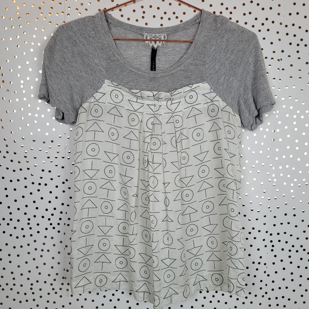 Poleci Geometric Cotton/Silk Blend Tee